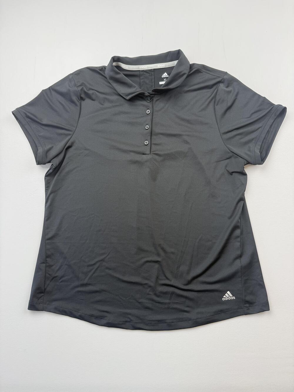 Adidas Polo Shirt Womens XL Black Golf Short Sleeve Stretch Tagless Top